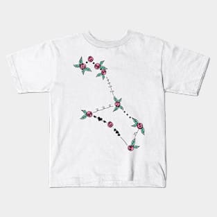 Puppis Constellation Roses and Hearts Doodle Kids T-Shirt